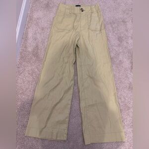 Maeve Anthropologie Light Lime Green Linen blend Colette Crop wide leg pants 23
